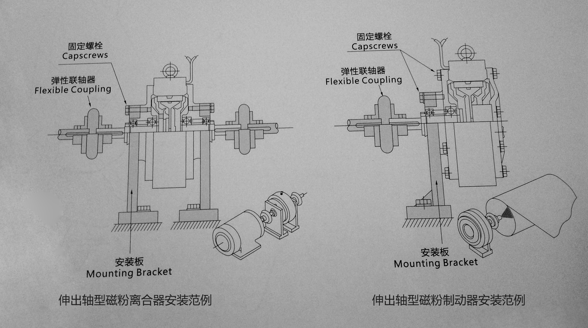 伸出軸磁粉離合器制動器安裝說明